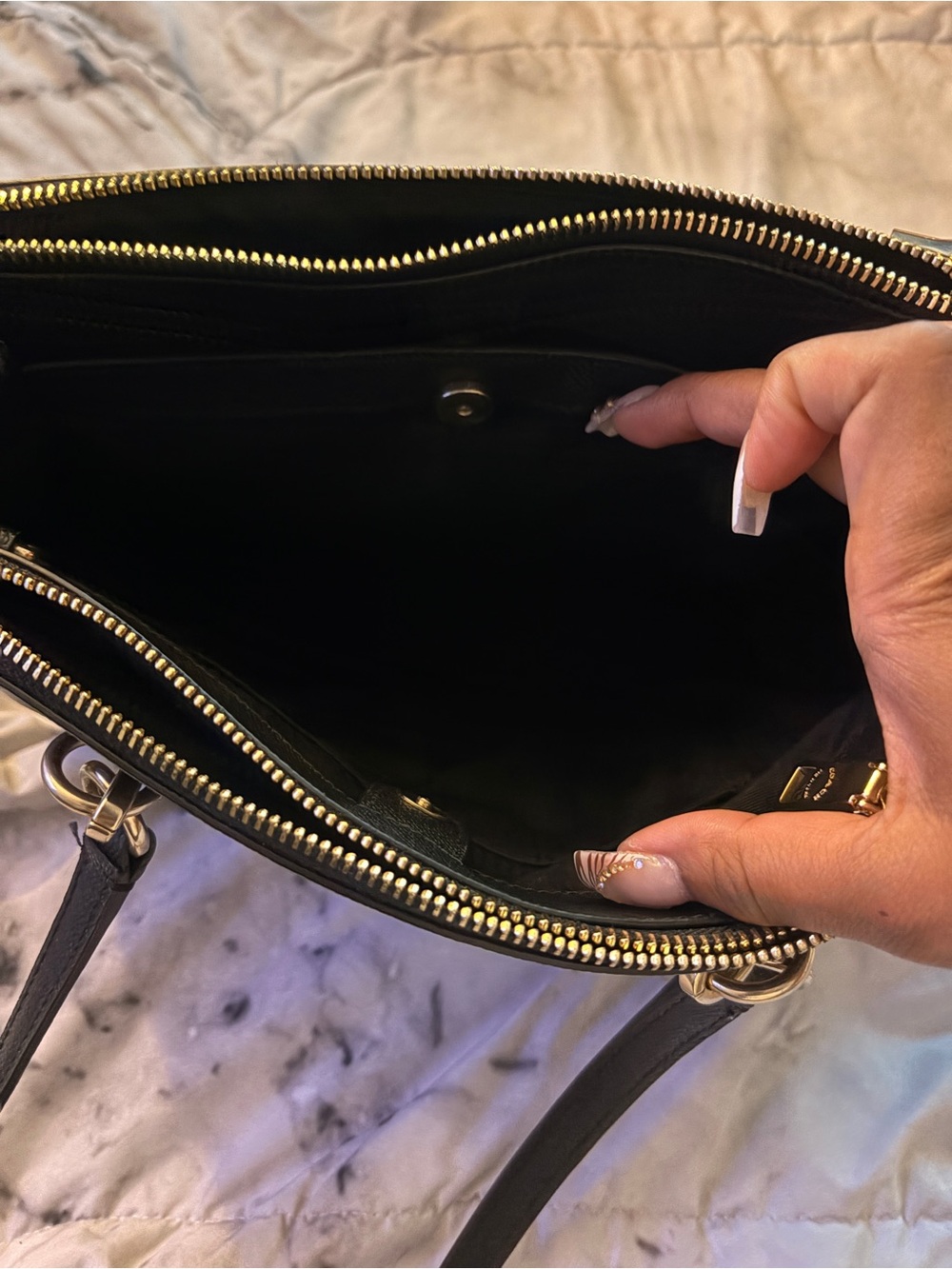 Coach Black Leather Purse with Gold Hardware - Picture 2 of 9